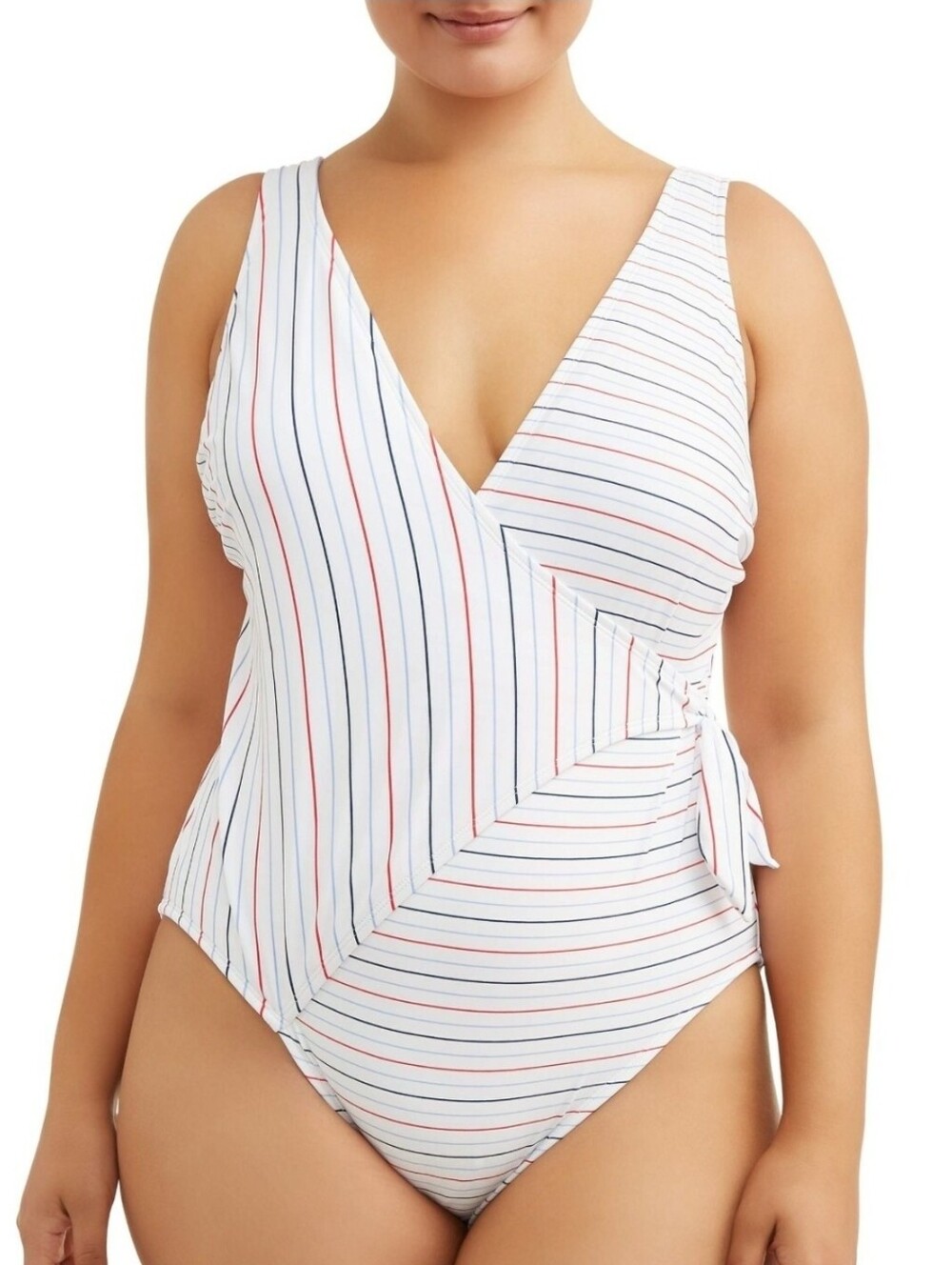 No Boundaries Women Juniors Wrapped Stripe One Piece Swimsuit Size Large 11-13